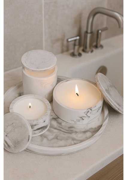 Dekoratif Set Mum (Mermer) modelleri