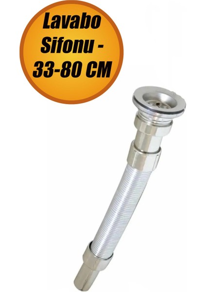 Krom Kaplama Körüklü Lavabo Sifonu 33-80 cm