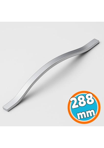 Mobilya Çekmece Dolap Kapak Kulpu Modern Mutfak Kulpları Düz Krom Gümüş Kulp 288 mm Metal
