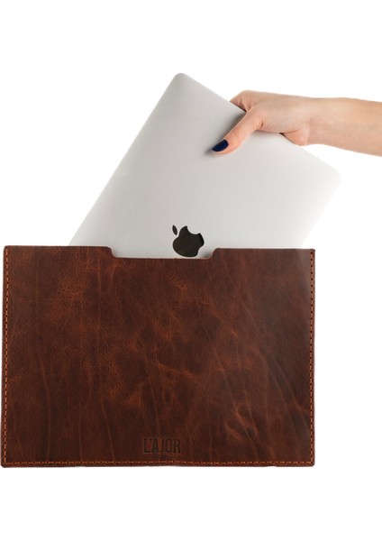 %100 Deri Kahverengi Macbook Air 13.3" Laptop Kılıfı