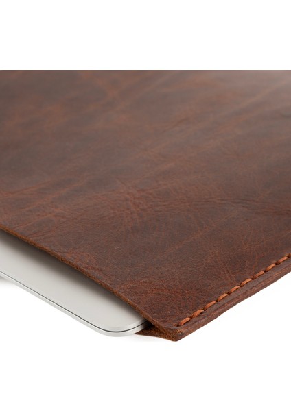 %100 Deri Kahverengi Macbook Air 13.3" Laptop Kılıfı