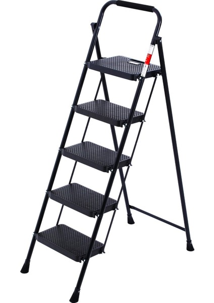 51405 Stepla Geniş 5 Basamaklı Katlanır Merdiven Eurotower Siyah 5 Basamaklı