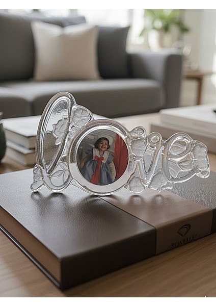 Kristal Resimlik 20x10 cm - Şık Dekoratif Cam Fotoğraf Çerçevesi - Modern Masaüstü Hediyelik