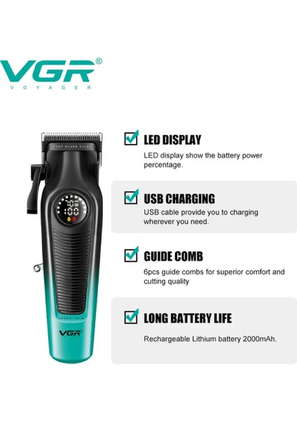 Vgr V-196 Salon Kuaför Erkekler Için 7000RPM Şarj Edilebilir Profesyonel Saç Kesme fırsatları