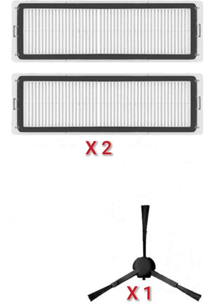 Xiaomi H40 Robot Süpürge Uyumlu 2 Adet Hepa Filtre ve 1 Adet Yan Fırça