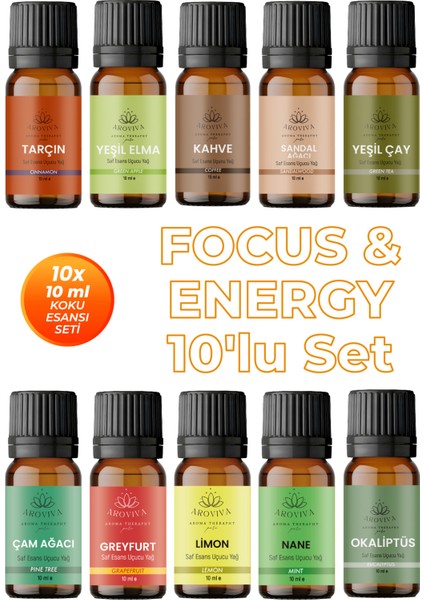 Focus & Energy 10'lu Set Oda Kokusu Esansı - Odaklanma (10X10ML)