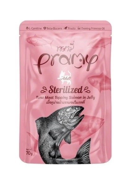 Sterilized Jöle Içinde Somonlu ve Ton Balıklı Pouch Kısır Konserve Kedi Maması 70 gr