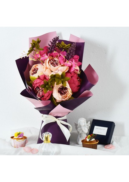 Çiçek Ambalaj Kağıdı 5li, Çift Yüzlü Mat Şeffaf Hediye Buket Sargı Kağıdı, Mor & Pembe, 58X58 cm modelleri