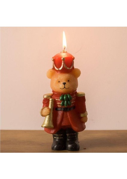 Yılbaşı Asker Teddy Ayı Dekor/mum 8X9X18CM