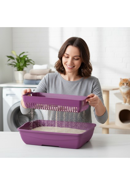 Runaway Süzgeçli Kedi Tuvaleti - Kum Tasarruflu ve Kolay Temizlik fiyatları