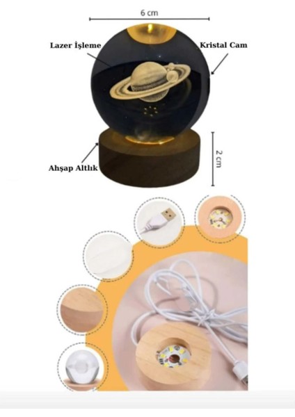 3d kristal cam küre ahşap kaideli gece lambası - unicorn fiyatları