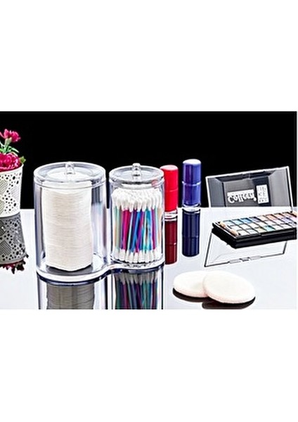 İkiz Makyaj Pamukluk Organizeri Şeffaf Renkli