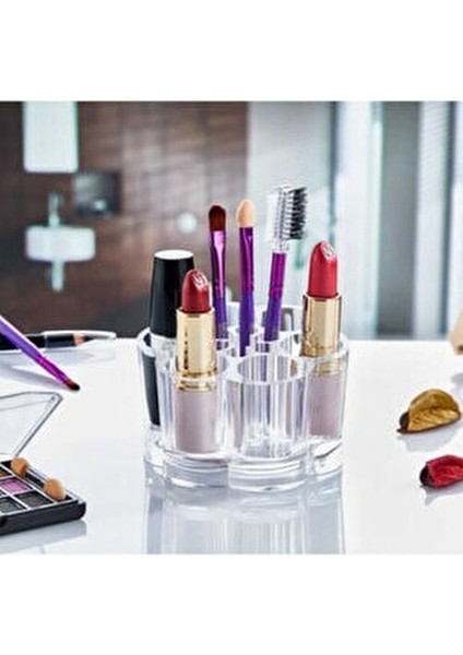 Papatya Makyaj Organizer Ruj ve Fırçalarınızı Düzenli Kullanım İçin Şeffaf Tasarım modelleri