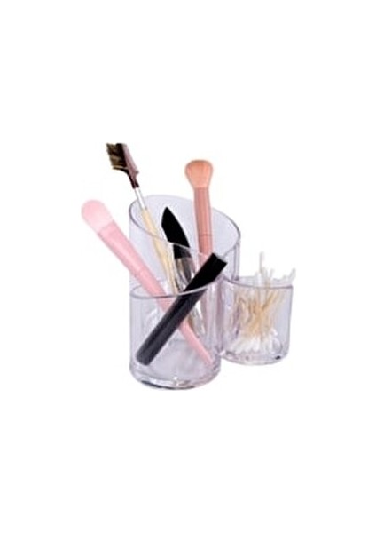 Üç Gözlü Organizer Fırça ve Makyaj Malzemeleri İçin Şeffaf Renkli Düzenleyici indirimleri