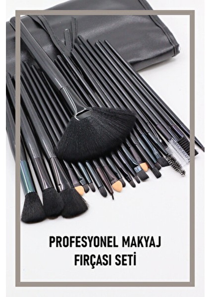 24'lü Profesyonel Makyaj Fırça Seti Siyah Deri Çantayla Pürüzsüz Uygulama İçin fırsatları