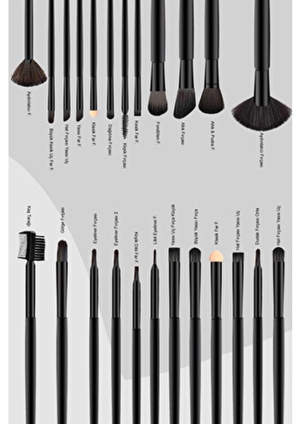 24'lü Profesyonel Makyaj Fırça Seti Siyah Deri Çantayla Pürüzsüz Uygulama İçin