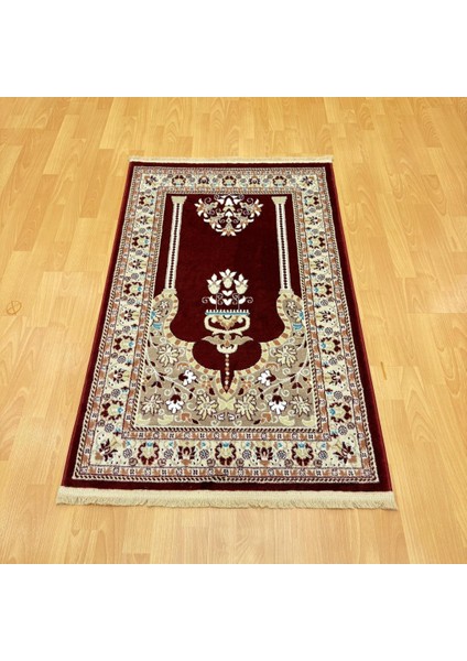 Geleneksel Motifli Yünlü Seccade Kırmızı modelleri