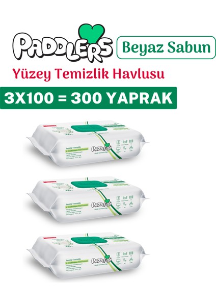 Easy Clean Beyaz Sabun Katkılı Yüzey Temizlik Havlusu 3X100 (300 Yaprak)