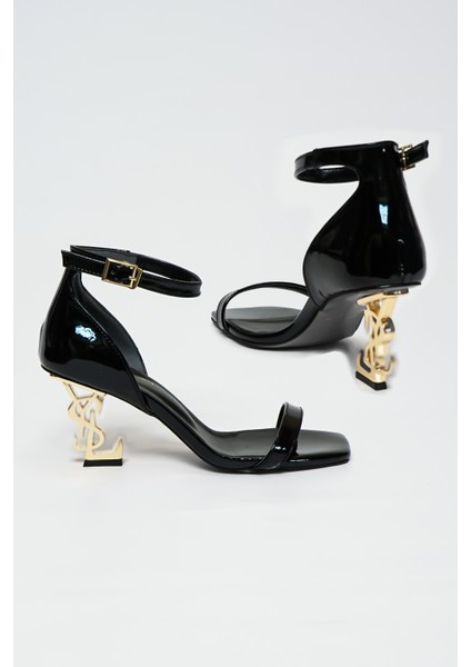 Siyah Rugan Gold Kısa Topuklu Ayakkabı Abiye Ayakkabı Kısa Topuklu 7cm Topuk fiyatları