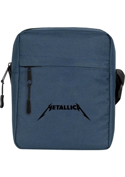 Metallica Classic Logo Omuz Çantası Fermuarlı Lacivert Renk
