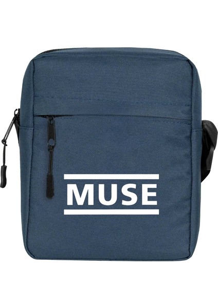 Muse Logo Omuz Çantası Fermuarlı Lacivert Renk