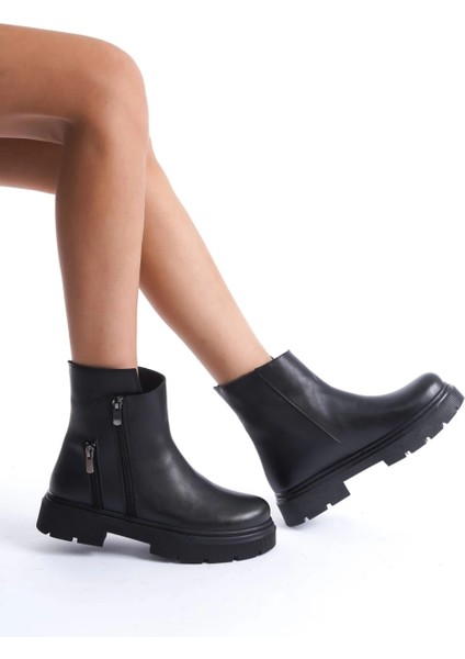 Xmpdby Menta Siyah Cilt Fermuar Aksesuarlı Bot (Numara: 37) modelleri