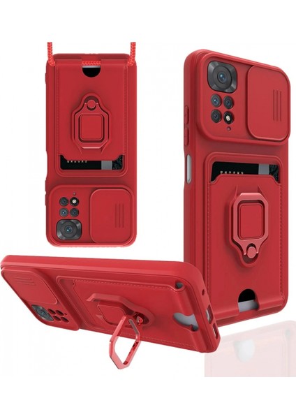 Ieg Xiaomi Redmi Note 11 Pro Kılıf Zuma Kartvizitli Yüzüklü Silikon - Kırmızı