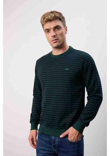 Bisiklet Yaka Regular Fit Nefti Çizgili Uzun Kol fırsatları