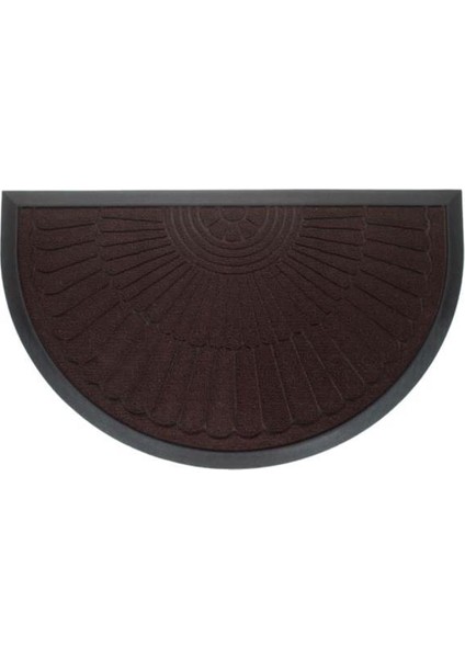 Siyah Kabartmalı Oval Kapı Önü Paspası 75X45CM