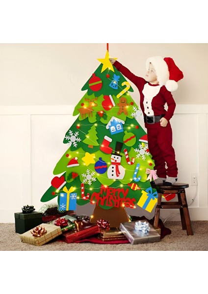 Keçe Figürlü Yılbaşı Ağacı, Asılabilir, 32 Parça, 5metre Işıklı Yeniyıl Ağacı, 70X100 cm fırsatları