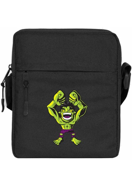 Hulk Cartoon Omuz Çantası Fermuarlı Siyah Renk