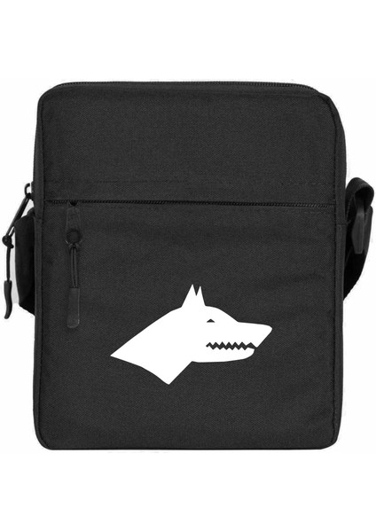 Göktürk Kurt Omuz Çantası Fermuarlı Siyah Renk