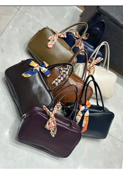 Vıntage Model Kadın El ve Omuz Çantası Suni Deri Fularlı fiyatları