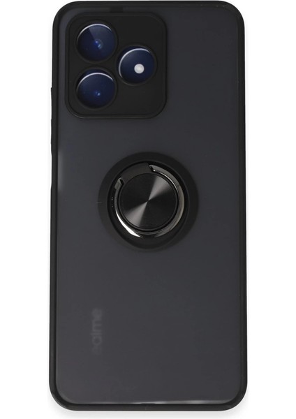Realme C53 Kılıf Montreal Yüzüklü Silikon Kapak - Siyah
