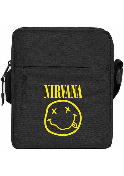Nirvana Logo Omuz Çantası Fermuarlı Siyah Renk