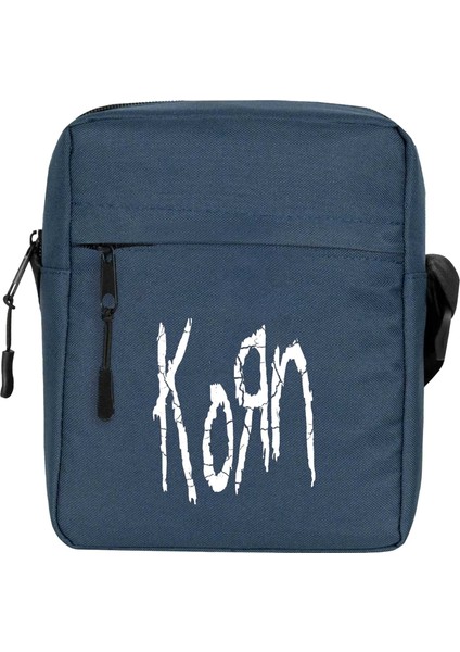 Korn Logo Omuz Çantası Fermuarlı Lacivert Renk
