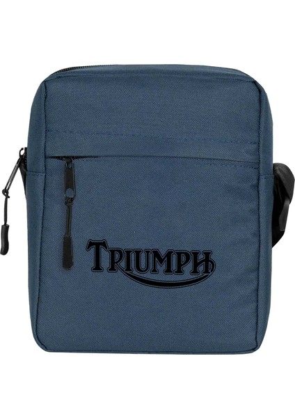 T. Motorcycles Logo Omuz Çantası Fermuarlı Lacivert Renk