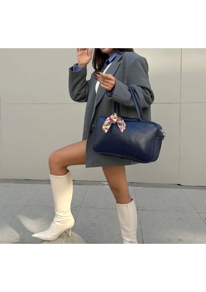 Vıntage Model Kadın El ve Omuz Çantası Suni Deri Fularlı fiyatları