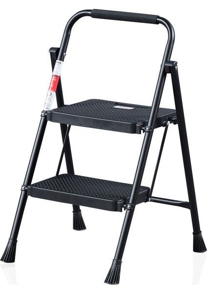 51402 Stepla Geniş 2 Basamaklı Katlanır Merdiven Eurotower Siyah 2 Basamaklı