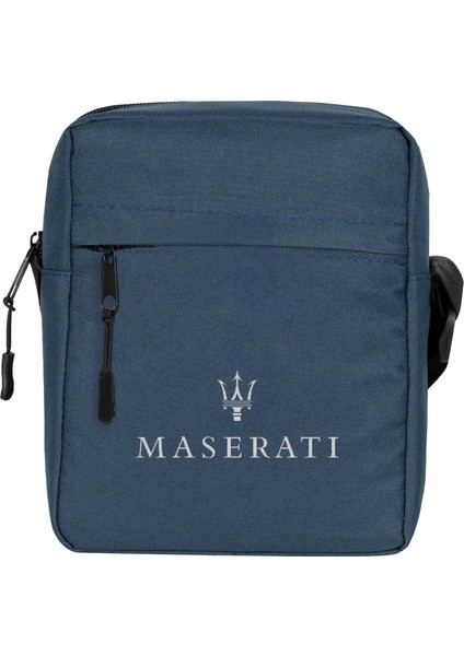 Maserati Logo Omuz Çantası Fermuarlı Lacivert Renk
