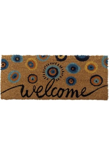 Bej Nazar Boncuklu Kapı Önüpaspası 60X25CM