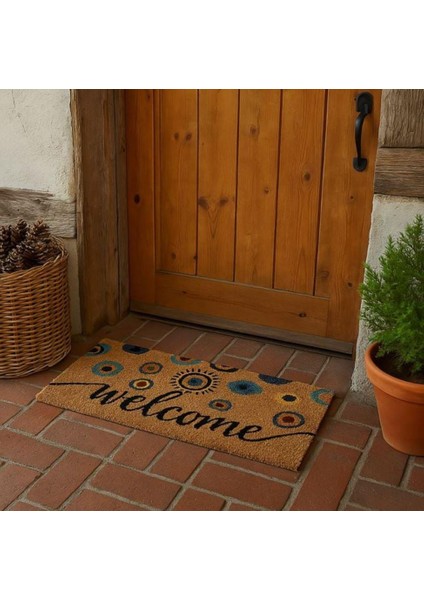 Bej Nazar Boncuklu Kapı Önüpaspası 60X25CM modelleri