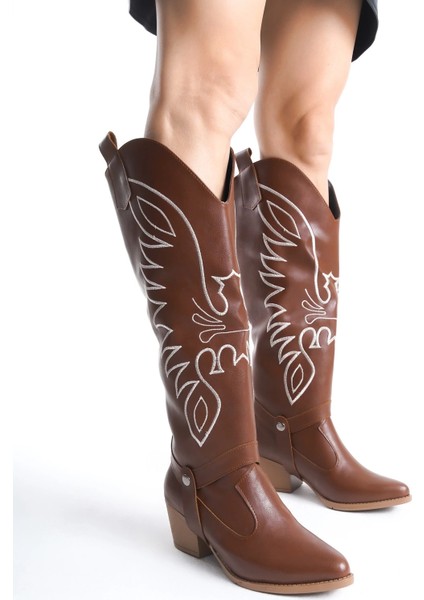 Xmpdby Jilla Taba Cilt Tak Çıkar Topuklu Bot ve Çizme (Numara: 36)