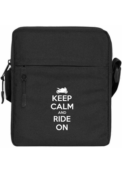 Keep Calm And Ride On Omuz Çantası Fermuarlı Siyah Renk