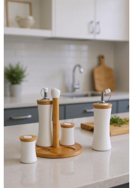 Fiago - Bambu Standlı Yağlık Sirkelik Tuzluk ve Biberlik fiyatları