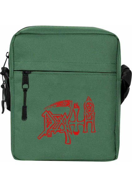 Death Logo Omuz Çantası Fermuarlı Yeşil Renk
