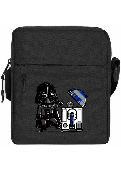 Darth Vader R2D2 Trashcan Omuz Çantası Fermuarlı Siyah Renk