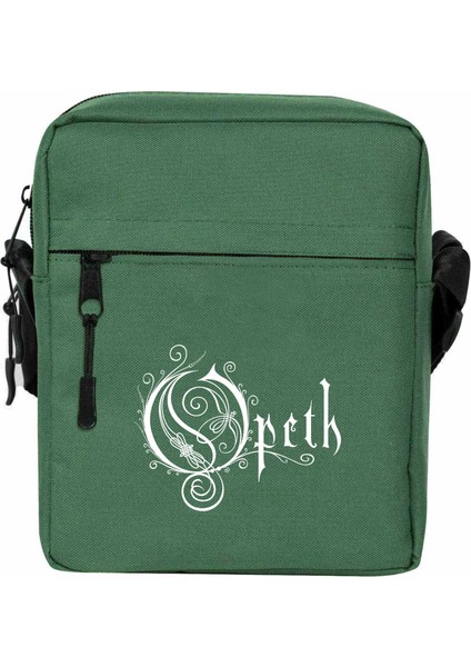 Opeth Logo White Omuz Çantası Fermuarlı Yeşil Renk