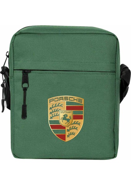 Porshe Logo Omuz Çantası Fermuarlı Yeşil Renk