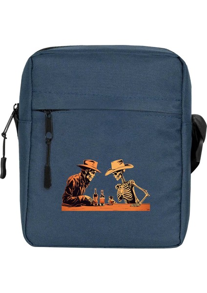 Skelton Cowboy Bar Omuz Çantası Fermuarlı Lacivert Renk